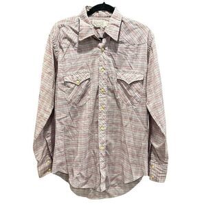 Vintage Wrangler Men's Plaid Western Pearl Snap Shirt Long Sleeve Size 16‎